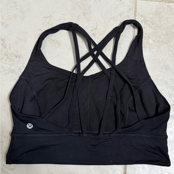 Lululemon Black Long Line Strappy Sports Bra Size 10 - Picture 2 of 7